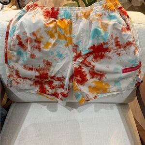 Tie-Dye Athletic Shorts with Multicolor Splash
